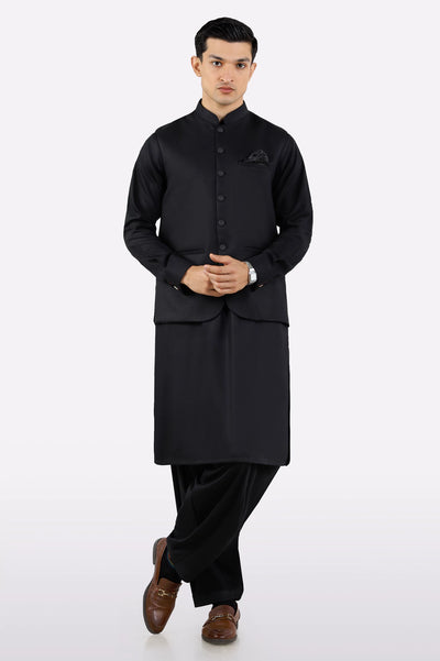 Black Shalwar Kameez with Waistcoat – Diners Pakistan