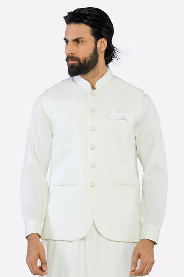 Cream Shalwar Kameez with Waistcoat