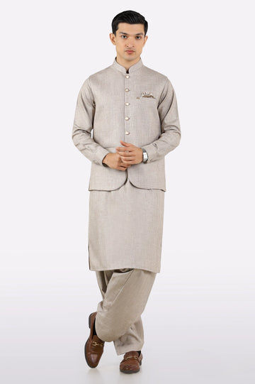 Light Brown Shalwar Kameez with Waistcoat