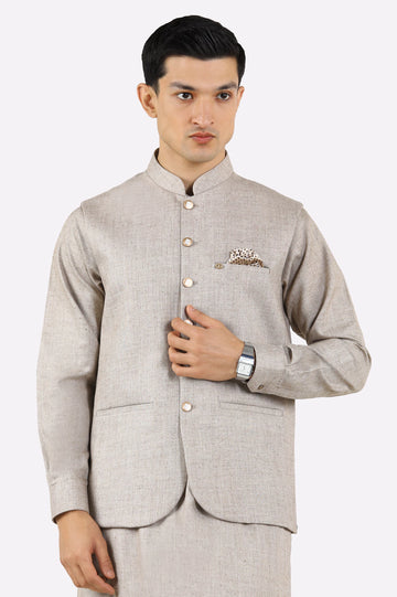 Light Brown Shalwar Kameez with Waistcoat