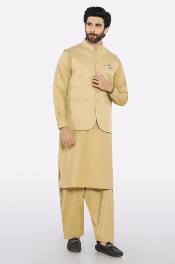 Light Brown Shalwar Kameez with Waistcoat