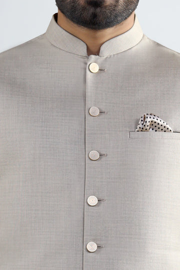 Fawn Shalwar Kameez with Waistcoat