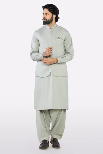 Light Green Shalwar Kameez with Waistcoat