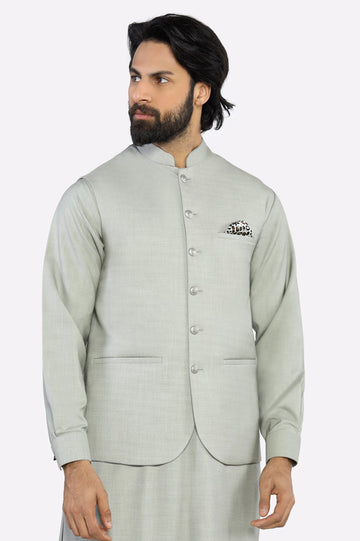 Light Green Shalwar Kameez with Waistcoat