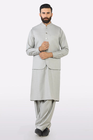 Beige Shalwar Kameez with Waistcoat