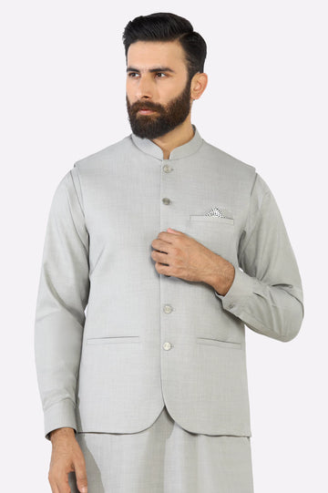 Beige Shalwar Kameez with Waistcoat