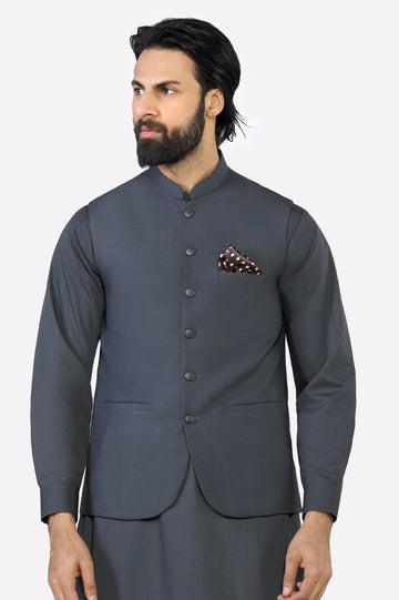 Grey Shalwar Kameez with Waistcoat