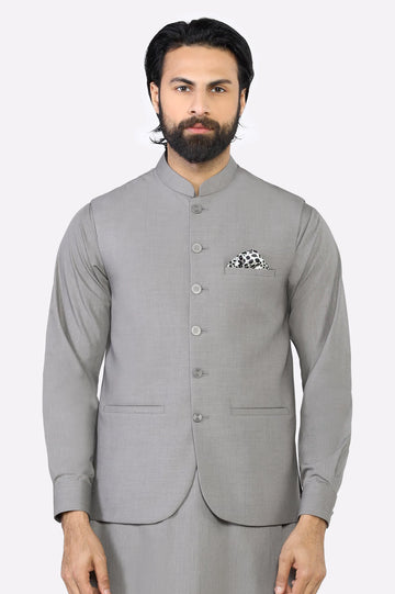 Light Beige Shalwar Kameez with Waistcoat