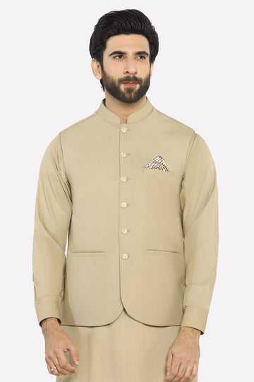 Khaki Shalwar Kameez with Waistcoat