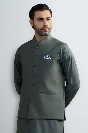 Dark Grey Shalwar Kameez with Waistcoat