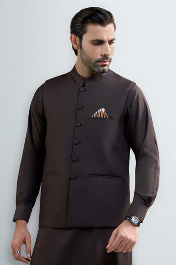Dark Maroon Shalwar Kameez with Waistcoat