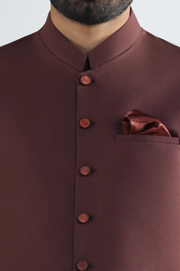 Dark Maroon Shalwar Kameez with Waistcoat