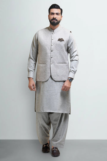 Beige Shalwar Kameez with Waistcoat