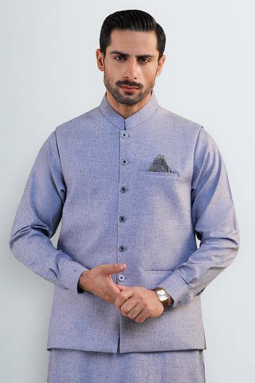 Light Blue Shalwar Kameez with Waistcoat