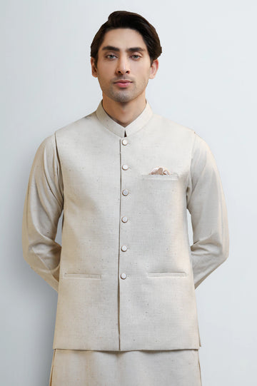 Sand Shalwar Kameez with Waistcoat