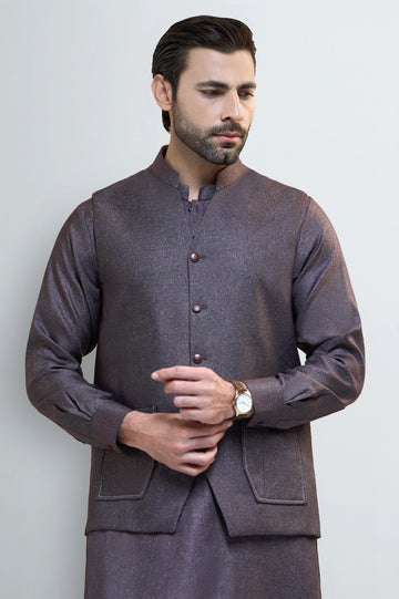 Purple Shalwar Kameez with Waistcoat