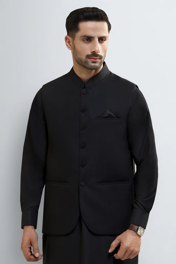 Black Shalwar Kameez with Waistcoat