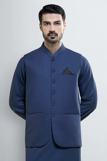 Dark Blue Shalwar Kameez with Waistcoat