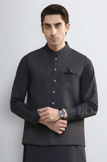 D-Grey Shalwar Kameez with Waistcoat