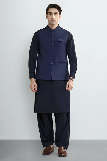 N-BLUE Shalwar Kameez with Waistcoat