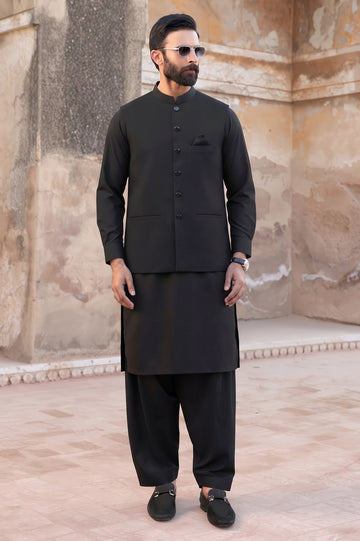 Charcoal Shalwar Kameez with Waistcoat