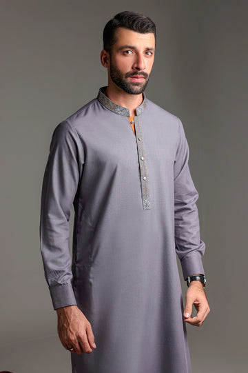 Light Grey Wash & Wear Kurta Pajama