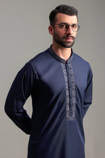 Navy Blue Wash & Wear Shalwar Kameez