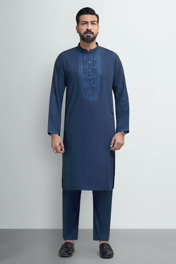 Teal Blue Wash & Wear Kurta Pajama