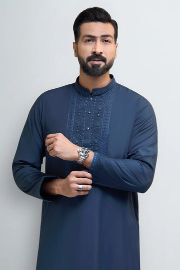 Teal Blue Wash & Wear Kurta Pajama