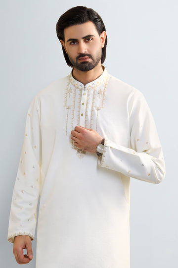 Off White Wash & Wear Kurta Pajama