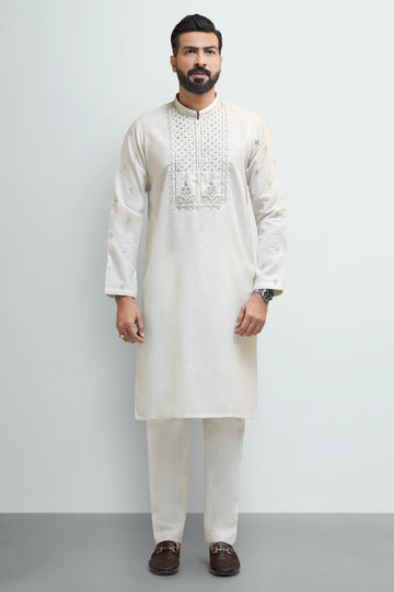 Cream Wash & Wear Kurta Pajama