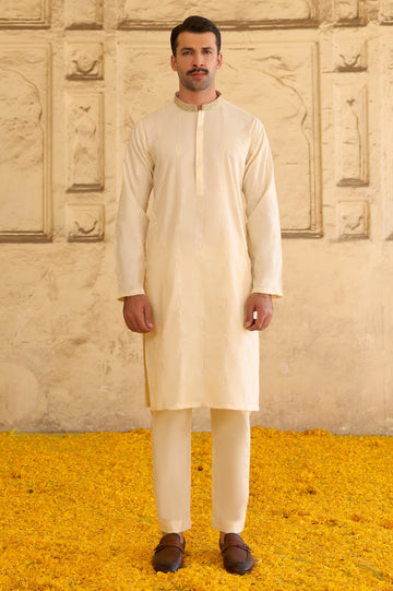 Cream Wash & Wear Kurta Pajama