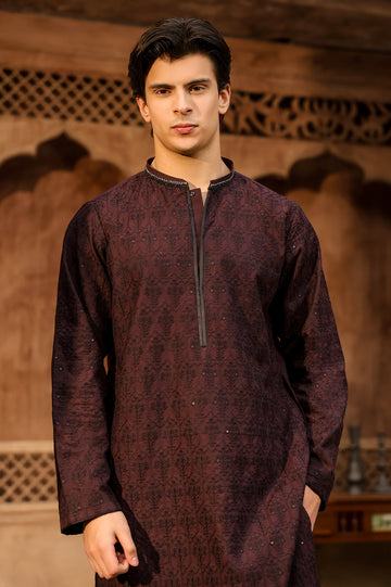 Burgundy Wash & Wear Kurta Pajama