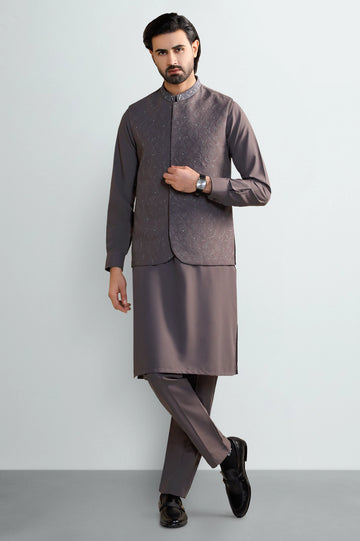 Grey Kurta Pajama with Waistcoat