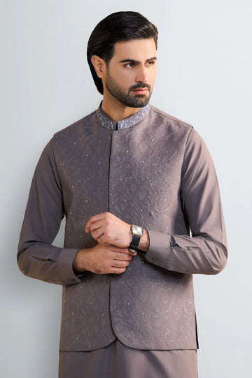 Grey Kurta Pajama with Waistcoat