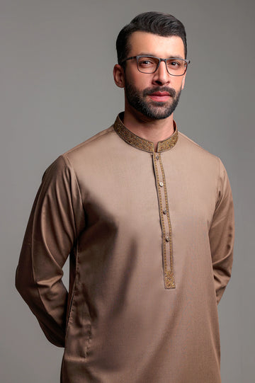 Brown Wash & Wear Shalwar Kameez