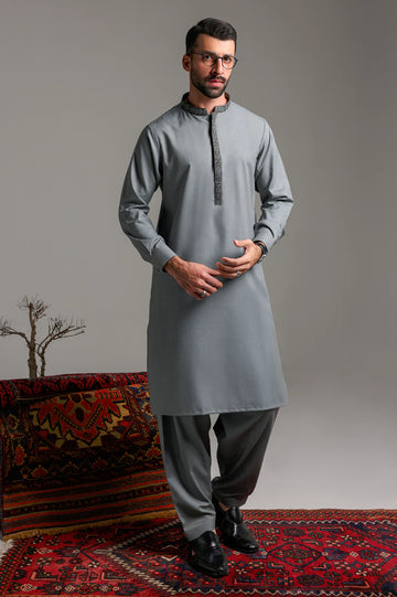 Dark Grey Wash & Wear Shalwar Kameez