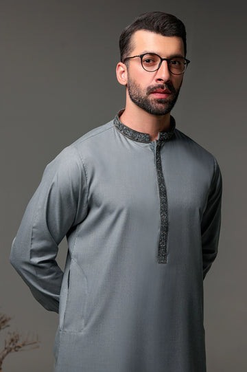 Dark Grey Wash & Wear Shalwar Kameez