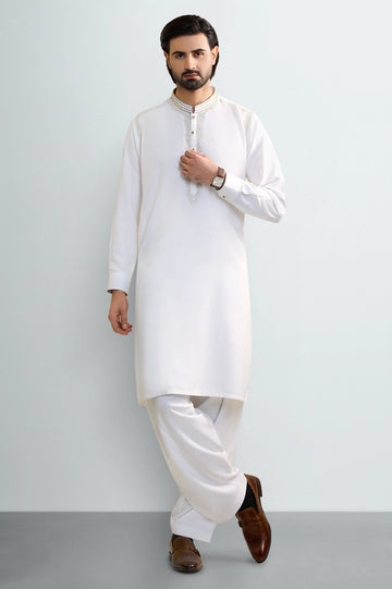 Cream Wash & Wear Shalwar Kameez