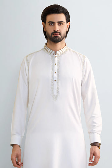 Cream Wash & Wear Shalwar Kameez
