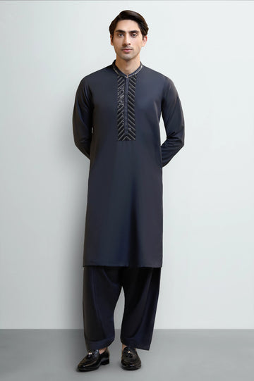 Grey Wash & Wear Shalwar Kameez