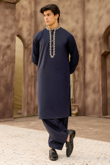 Navy Blue Wash & Wear Shalwar Kameez