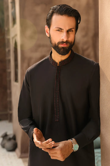 Black Wash & Wear Shalwar Kameez
