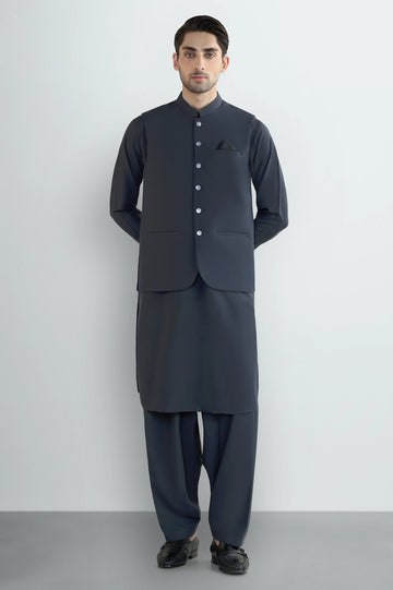 Charcoal Shalwar Kameez with Waistcoat