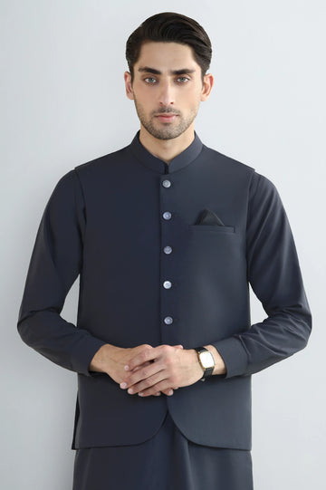 Charcoal Shalwar Kameez with Waistcoat
