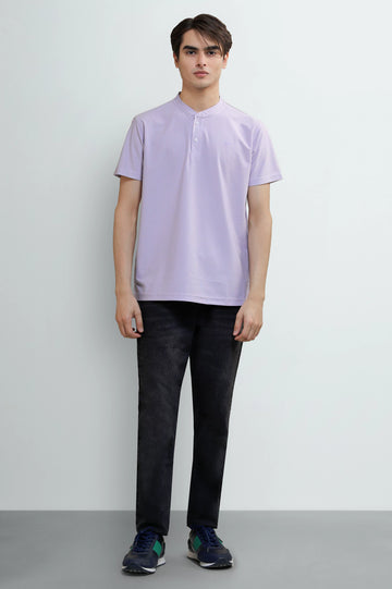 Purple Striped Henley T-Shirt