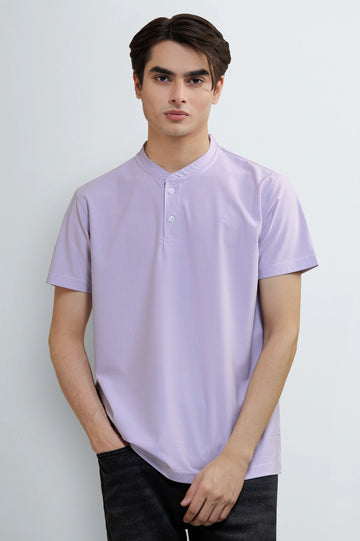 Purple Striped Henley T-Shirt