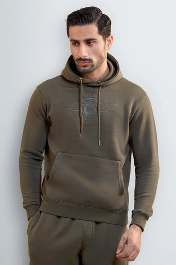 Men's Olive Green Monogram Stamp Hoodie