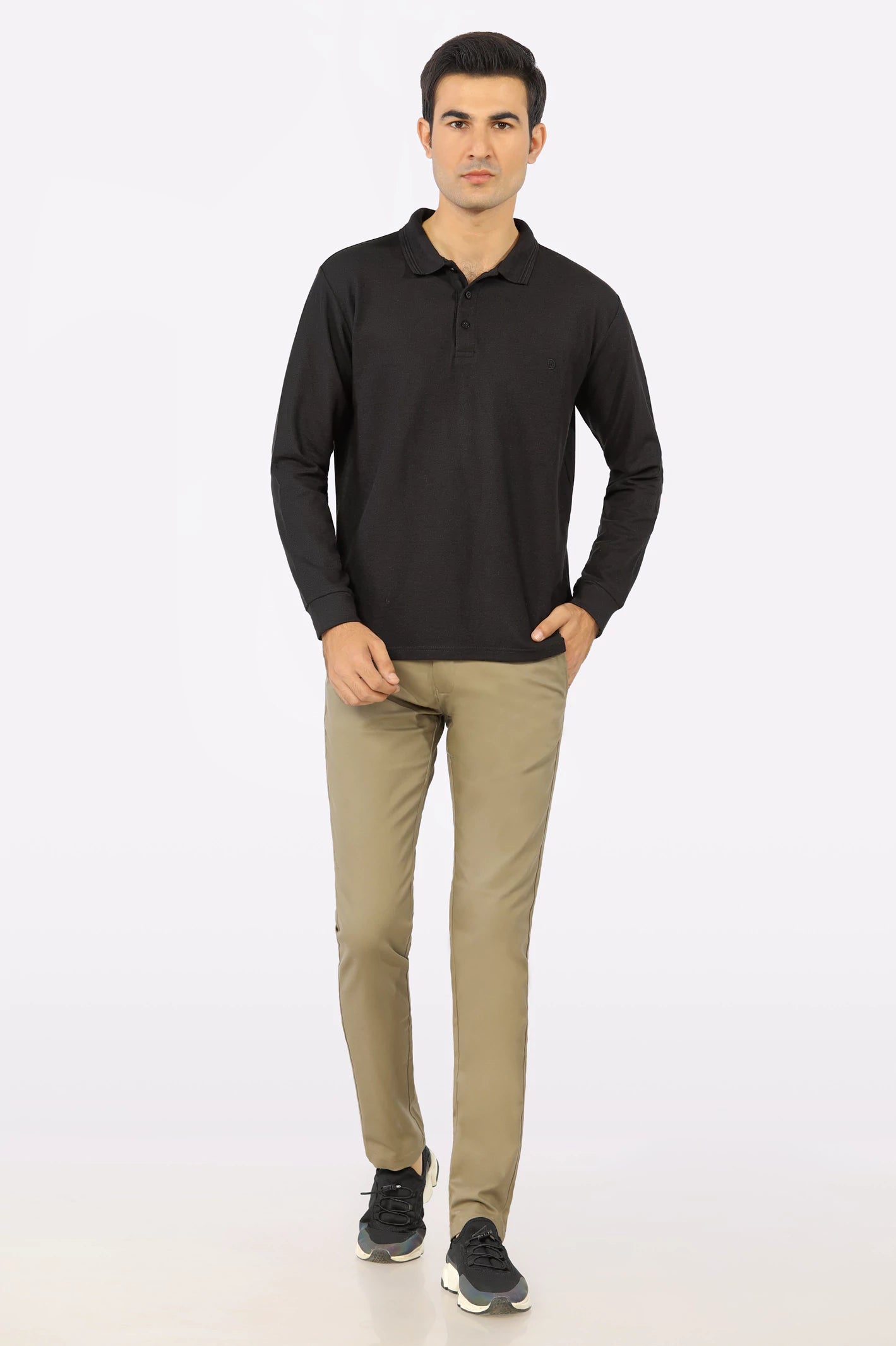 Black Long Sleeves Polo From Diners