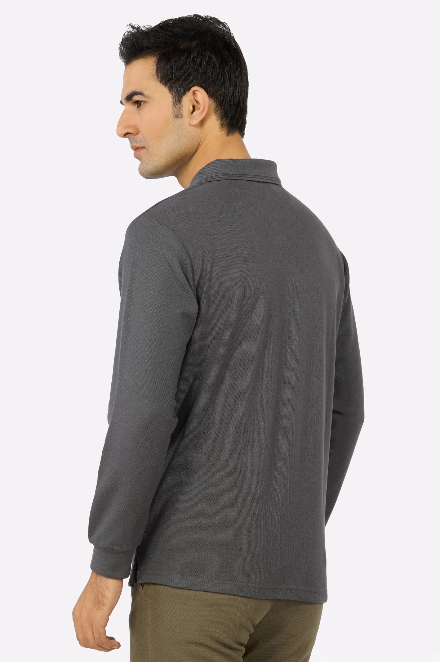 Dark Grey Long Sleeves Polo From Diners